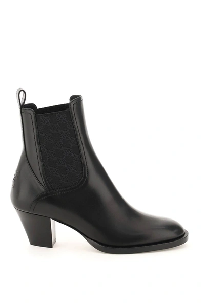 Shop Fendi Karligraphy Leather Ankle Boots In Black