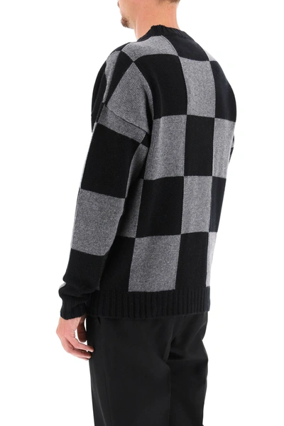 Shop Off-white Checkerboard Sweater In Black,grey