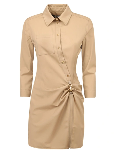 Shop Jacquemus Asymmetric Dress In Beige