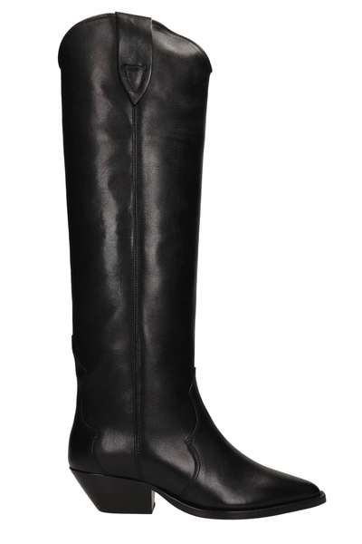 Shop Isabel Marant Denvee Texan Boots In Black Leather