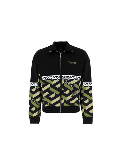 Shop Versace Sweatshirt In Nero+militare