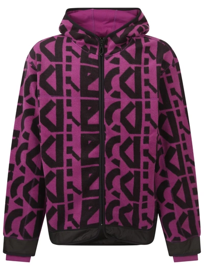 Shop Kenzo Felpa C/zip Hoodie Viola/nero In Purple