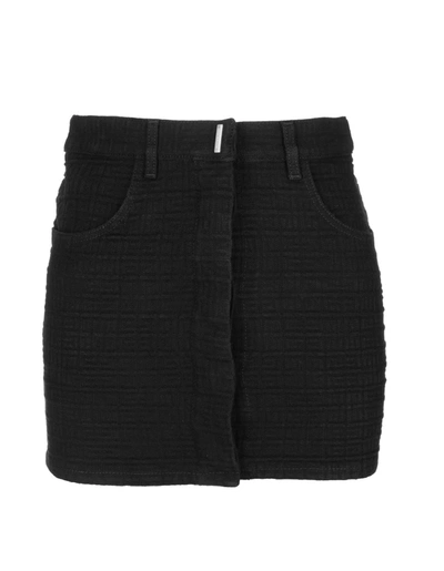 Shop Givenchy Black 4g Denim Wrap Mini Skirt
