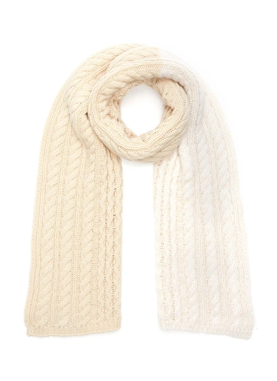 Shop Joseph Duo-tonal Wool Mohair Blend Cable Knit Scarf In Neutral,white