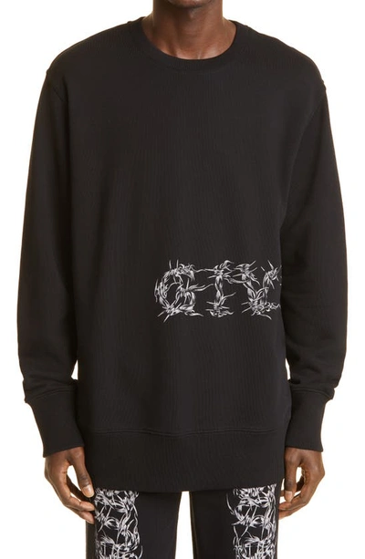 Shop Givenchy Barbed Wire Logo Graphic Cotton Sweatshirt In Black