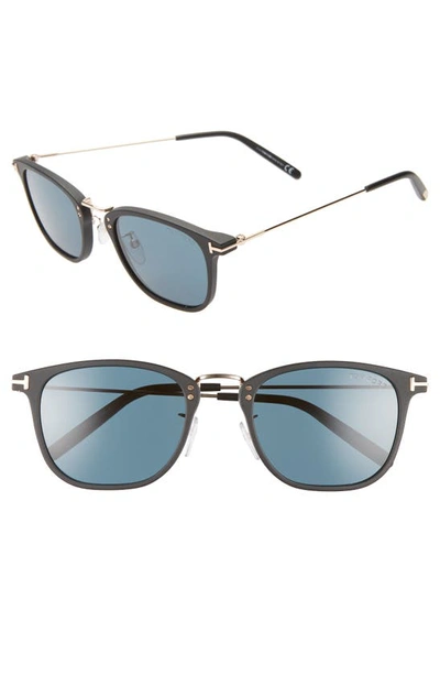 Shop Tom Ford Beau 53mm Square Sunglasses In Black/ Blue