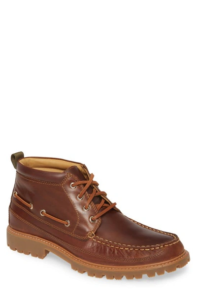 Shop Sperry Gold Authentic Original Moc Toe Boot In Tan Leather
