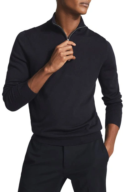 Shop Reiss Blackhall Wool Quarter Zip Sweater In Navy