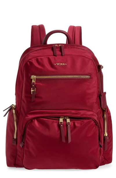Shop Tumi Voyager Carson Nylon Backpack In Berry/ Gold