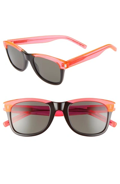 Shop Saint Laurent 50mm Sunglasses In Shiny Transparent Orange/ Bla