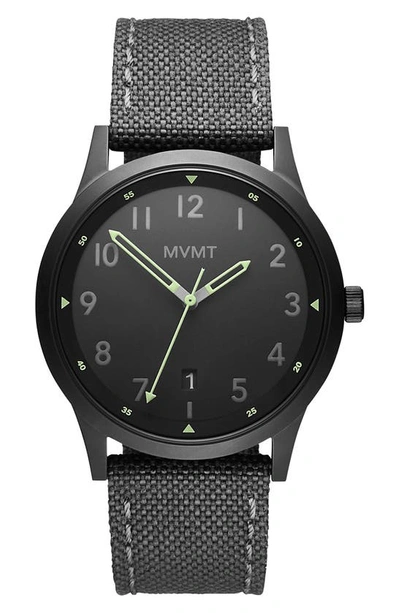 Shop Mvmt Field Canvas Strap Watch, 41mm In Grey/ Black/ Gunmetal