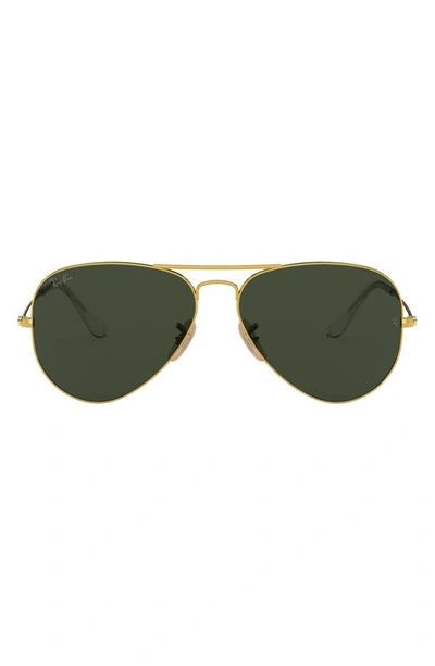 Shop Ray Ban Standard Original 58mm Aviator Sunglasses In Gold Blue