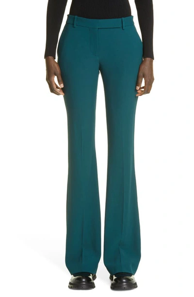 Shop Alexander Mcqueen Leaf Crepe Slim Bootcut Pants In Forest Green