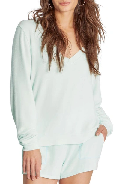 Shop Wildfox Deep V-neck Baggy Beach Jumper Pullover In Soothing Sea