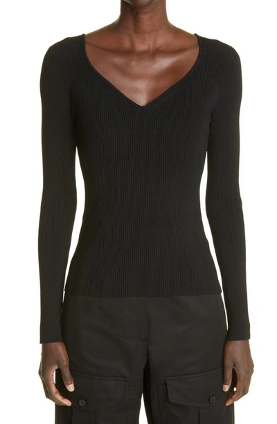 Shop Alexander Mcqueen Rib V-neck Sweater In Black