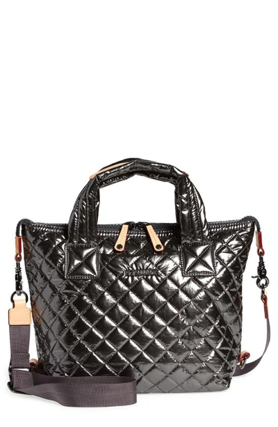 Shop Mz Wallace Small Sutton Deluxe Tote In Anthracite Metallic Lacquer