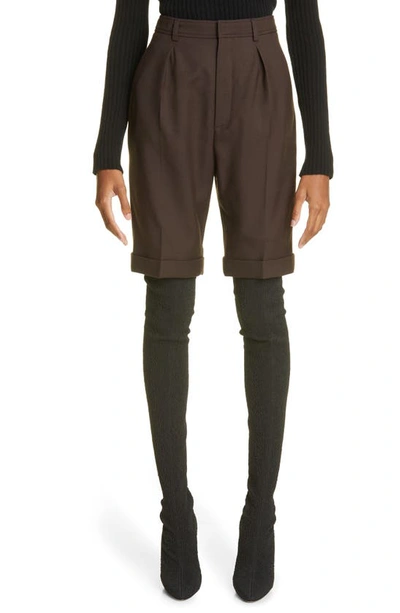 Shop Saint Laurent Wool Gabardine Bermuda Shorts In 2041 Marron Glace