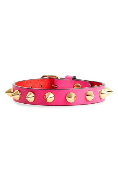 Shop Christian Louboutin Loublink Studded Leather Bracelet In Diva/ Gold