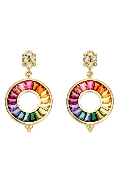 Shop Temple St. Clair Small Color Wheel Diamond & Tourmaline Drop Earrings In Mix Set/ Diamond