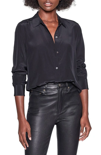Shop Equipment Leema Button Up Silk Shirt In True Black