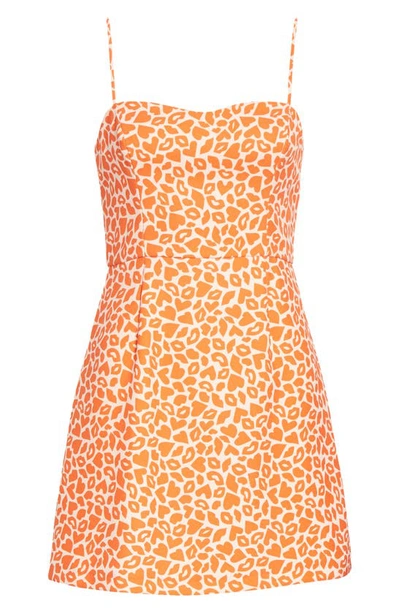Shop French Connection Etta Whisper Print A-line Dress In Etta Kiss/neon Orange