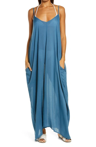 Shop Elan V-back Cover-up Maxi Dress In Denim Blue