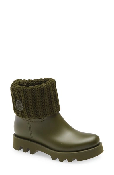 Shop Moncler Ginette Waterproof Rain Boot In Green