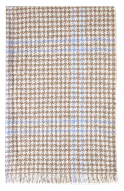 Shop Mulberry Check & Houndstooth Wool Scarf In Q662 Cambridge Green