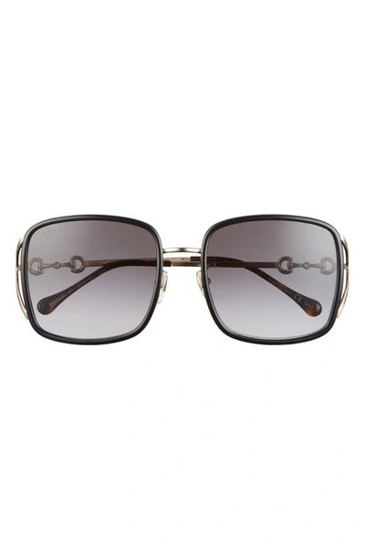 Shop Gucci 58mm Square Sunglasses In Black