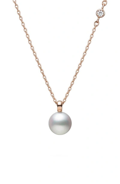 Shop Mikimoto Classic Cultured Pearl & Diamond Pendant Necklace In 18ky