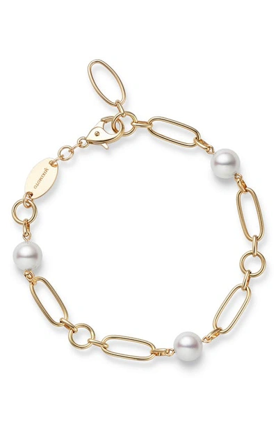 Shop Mikimoto M Collection Cultured Pearl Station Bracelet In 18ky