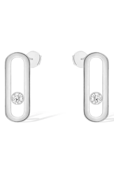 Shop Messika Move Uno Floating Diamond Stud Earrings In White Gold