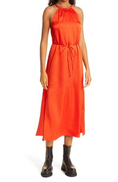 Shop Ted Baker Roxieyy Textured Satin Halter Dress In Bright Orange