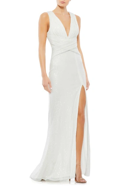 Shop Mac Duggal Sparkle Sequin Sheath Gown In White