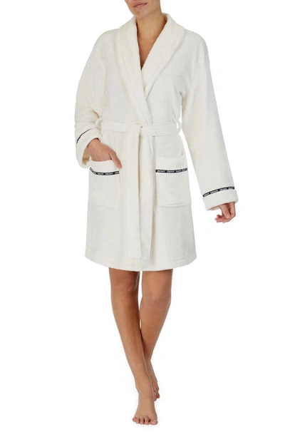 Shop Dkny Plush Robe In Winter White