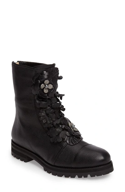 Shop Jimmy Choo Havana Floral Boot In Black Leather