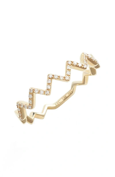 Shop Ef Collection Zigzag Diamond Stack Ring In Yellow Gold