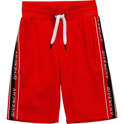 Shop Givenchy Boys Side Logo Shorts In Red