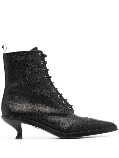 Shop Thom Browne Lace-up Wingtip Ankle 50mm Booties In Schwarz