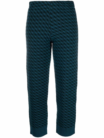 Shop Jejia Houndstooth Cropped Trousers In Blau