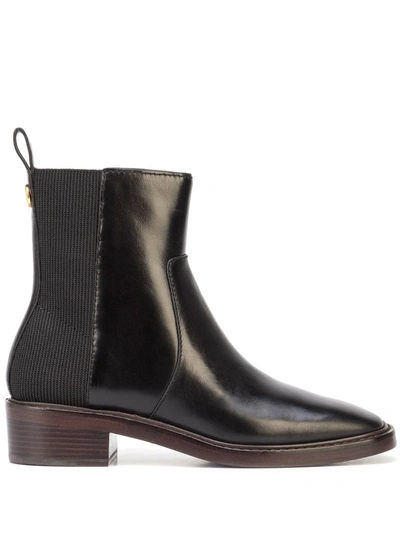 Tory Burch Square-toe Leather Chelsea Boots In Schwarz