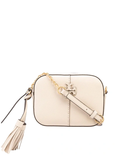 Shop Tory Burch Mcgraw Pebbled-leather Camera Bag In Nude