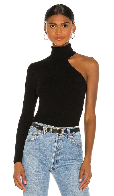 Shop Bardot Asymmetric Sleeve Knit Top In Black