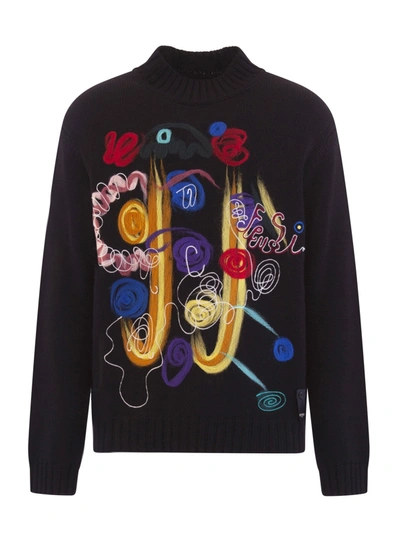 Shop Fendi Intarsia Sweater In Nero