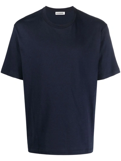 Shop Jil Sander Cotton-cashmere T-shirt In 蓝色