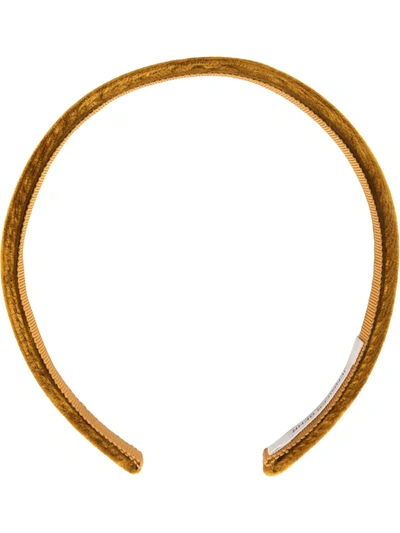 Jennifer Behr Charlize Wide Velvet Headband In 黄色