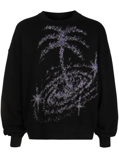 Shop Palm Angels Palm Galaxy Printed Sweatshirt In 黑色