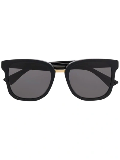 Shop Bottega Veneta Polished-effect Oversize-frame Sunglasses In Black