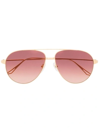 Shop Cartier Pilot-frame Sunglasses In Yellow