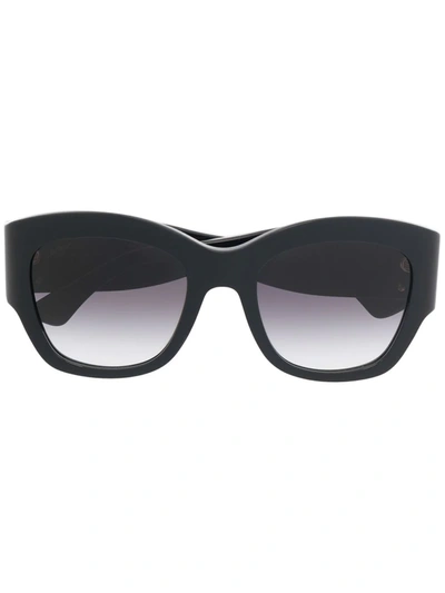 Shop Cartier Logo-plaque Detail Sunglasses In 黑色